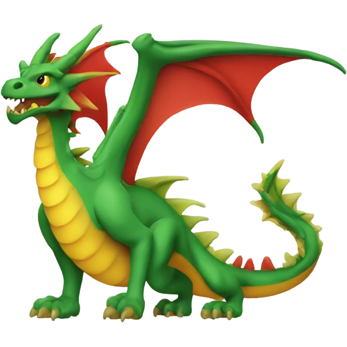  graoully dragon, green body and red back and green / yellow wings emoji