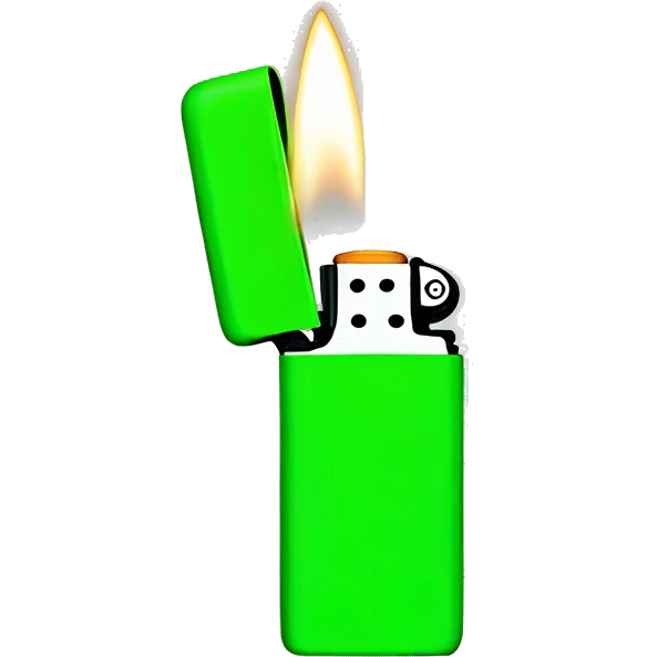 A neon green lighter emoji