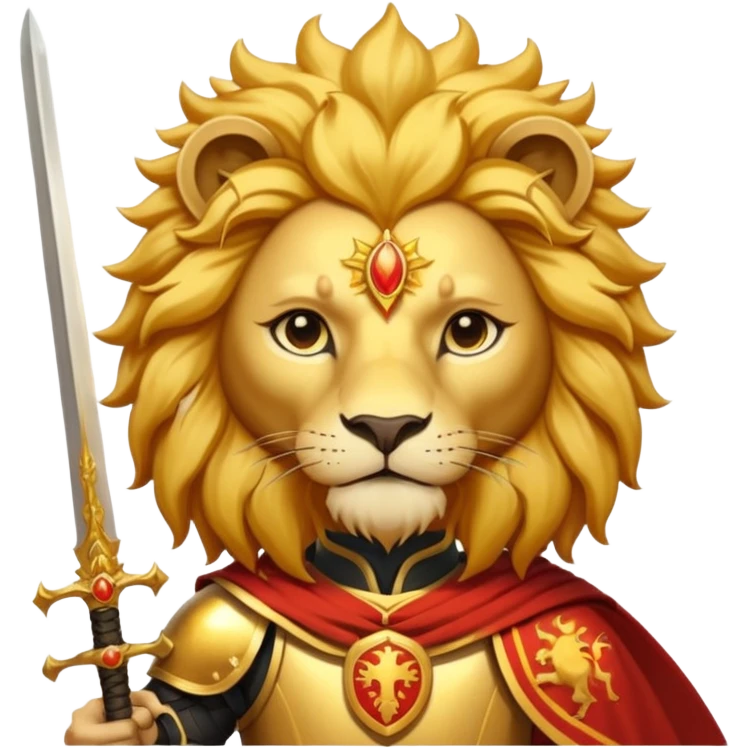 Emoji style pre 1979 Iran Sun and Lion, golden lion with sword, rising sun, flat bold colors emoji