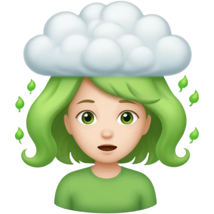 Girl farting green fart clouds emoji