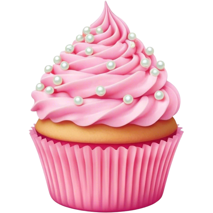 Cinematic Realistic Pink Cupcakes, fluffy pastel pink frosting swirled elegantly on top of golden cupcakes, tiny edible pearls adding a delicate touch, soft warm lighting creating a dreamy atmosphere, glowing with sweetness and charm. emoji