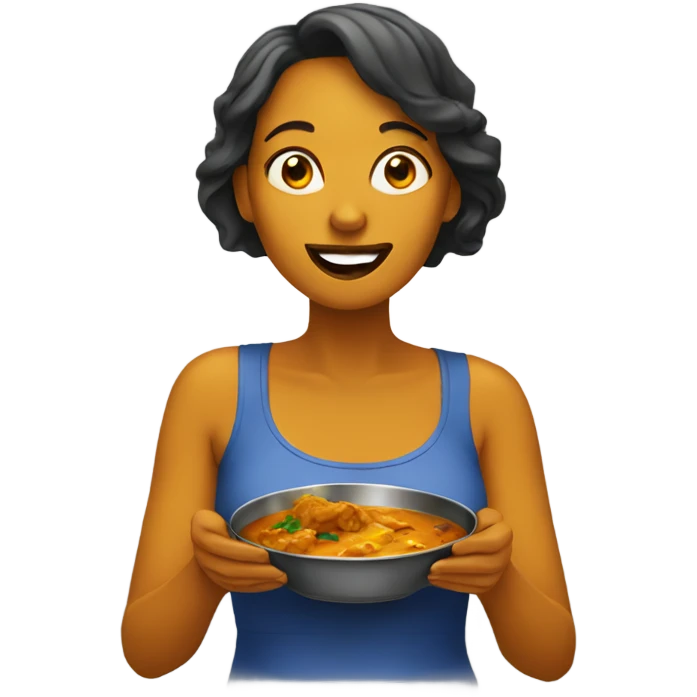 woman eating curry emoji