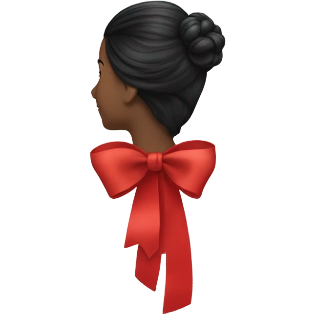 black open hair from behind with a red bow emoji