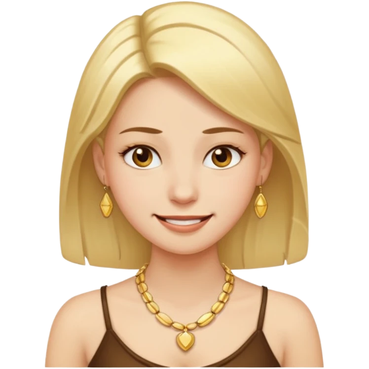 Female with Gold Necklace, fair skin, different expressions. emoji