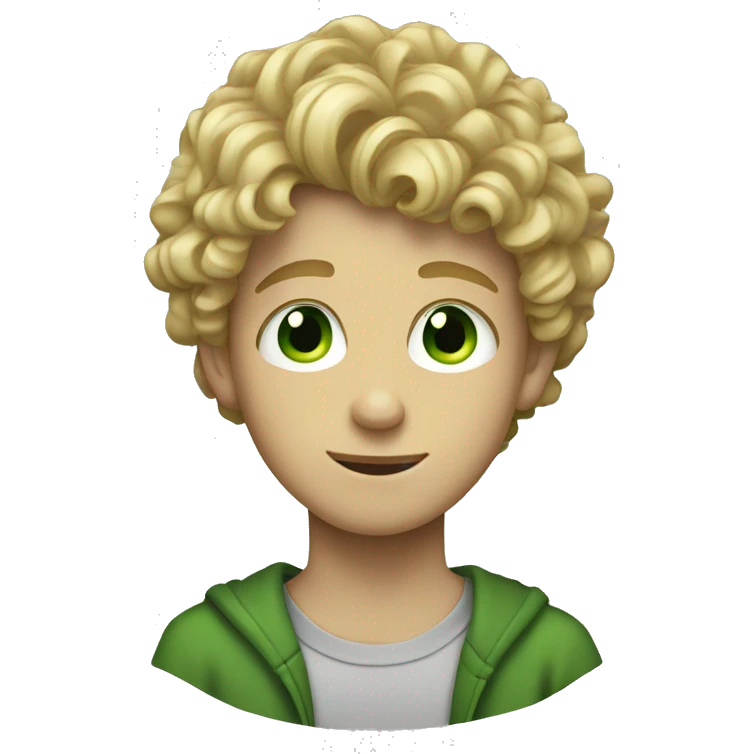 a boy teenager with curly blonde hair and green eyes emoji