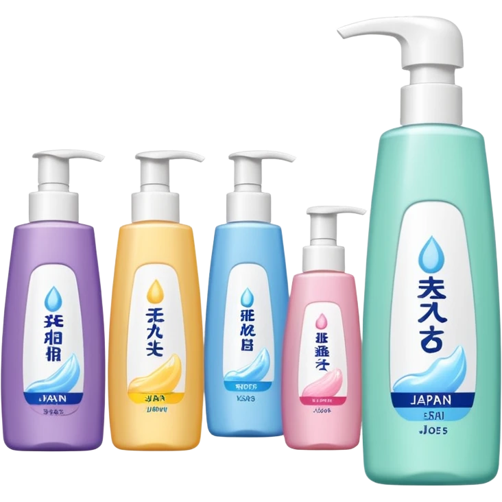 single row shampoo and stuff with Japan brand emoji