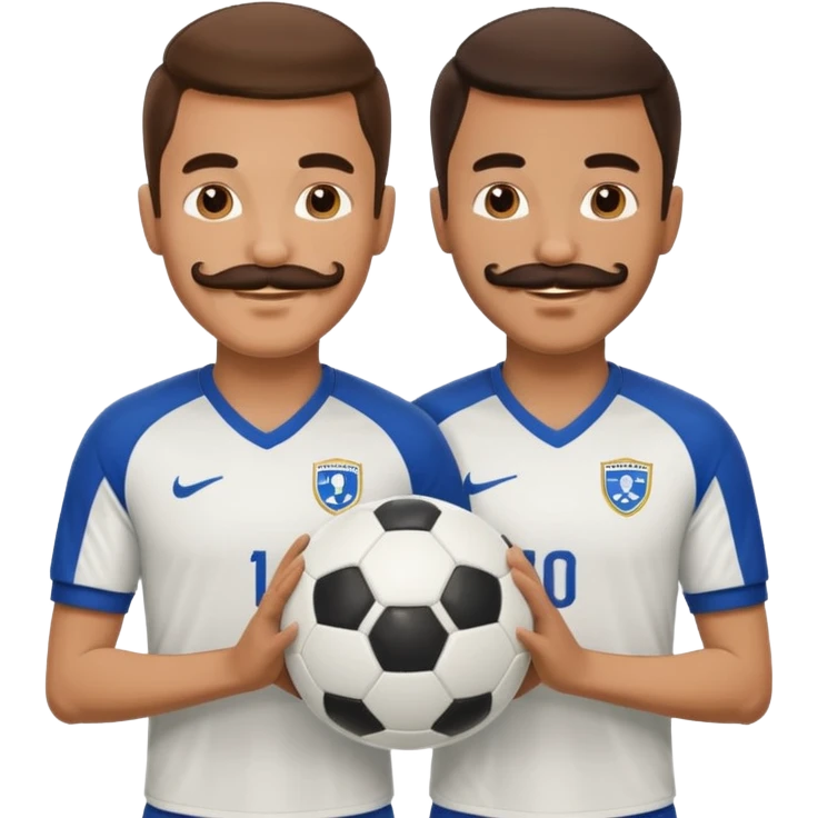 soccer players with mustache holding soccer ball emoji