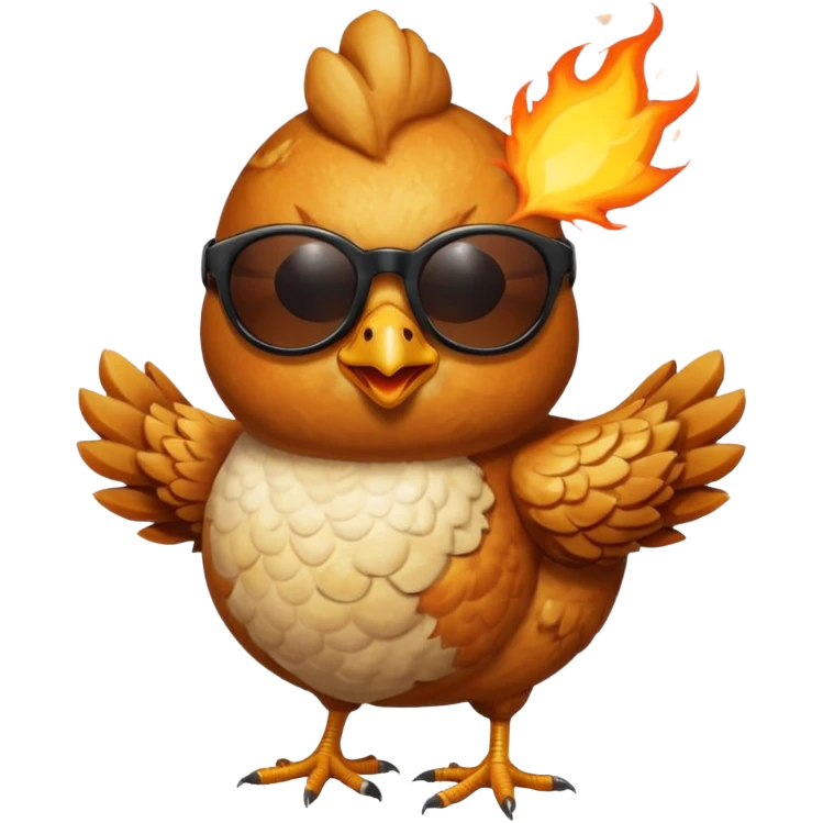 balls with chicken in fire sun glasses emoji
