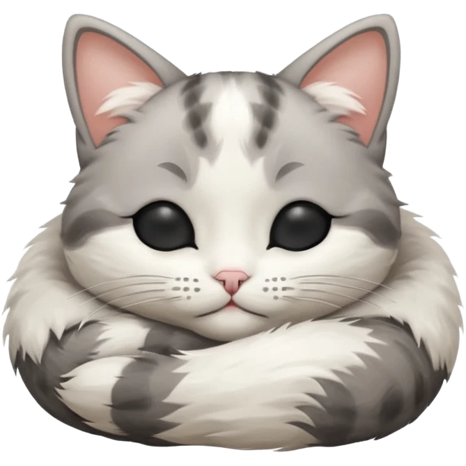 grey and white small cat with eyes closed lying down upside down tightly covering its own face emoji