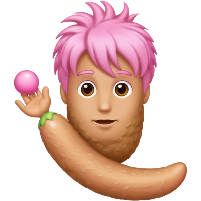 hand on big penis with pink tip and hair balls emoji