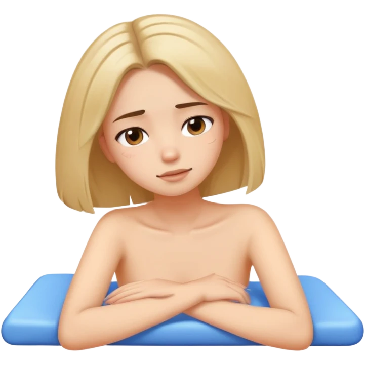 Девушка с волосами до лопаток, уставшая, хочет на массаж emoji