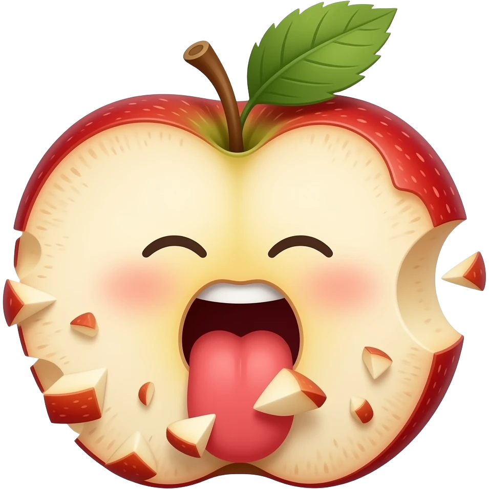 She spit the pieces of the bitten apple emoji
