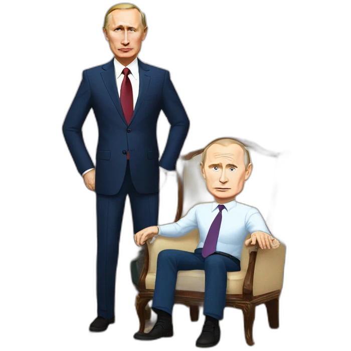 Vladimir Putin with pumped-up arms defeats a frail Job Biden in armesling emoji
