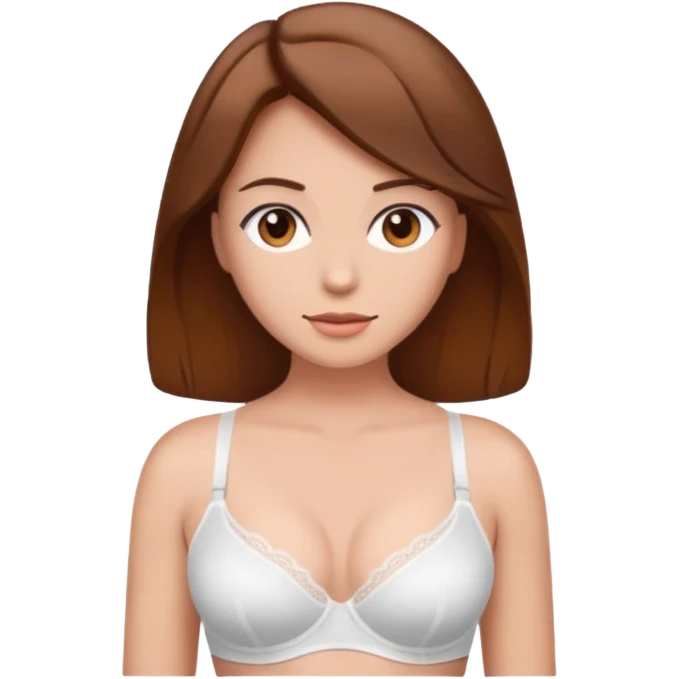 Brown hair Womans chest in bra white emoji