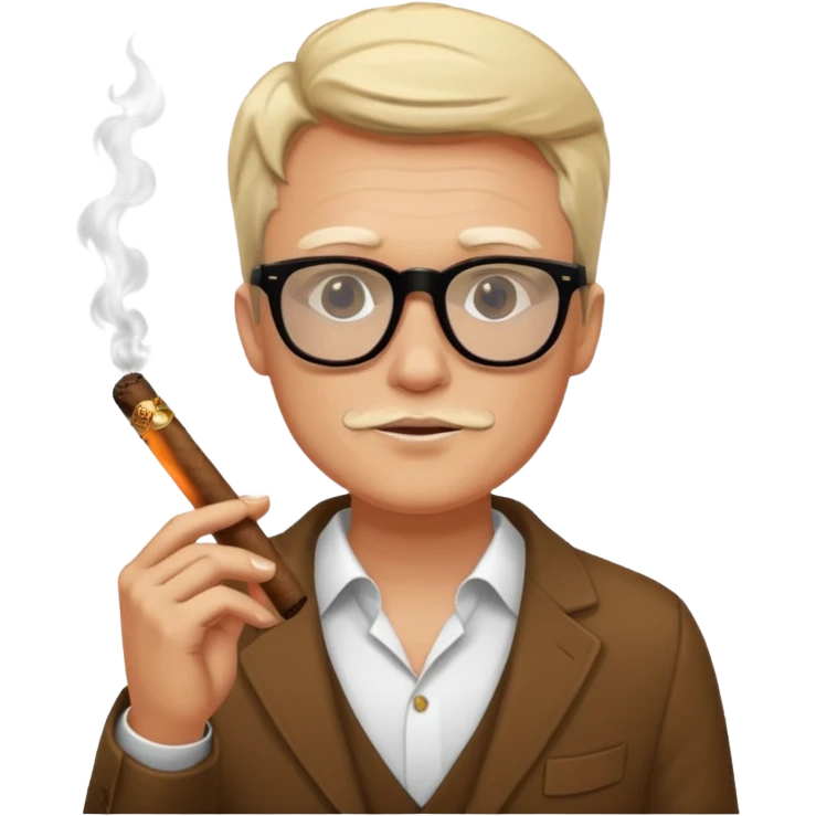 bold white guy in black glasses and cigar emoji