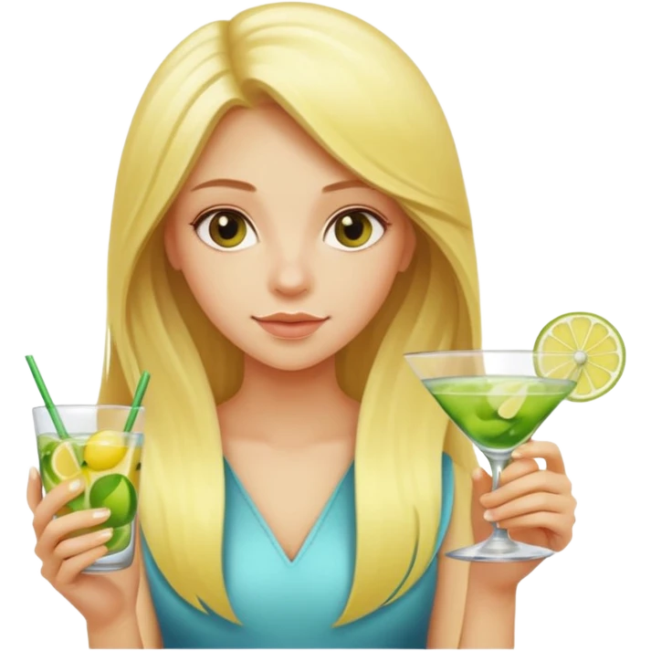 Girl with long blonde hair lemons limes cocktail  emoji