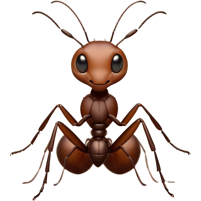 Cinematic Industrious Ant Portrait Emoji, Poised and diligent, with a tiny, meticulously detailed body in earthy tones, sharp, observant eyes and agile limbs, Simplified yet precise and sophisticated features, highly detailed, glowing with a soft, natural luminescence, high shine, intelligent and determined, stylized with an air of hardworking resilience, focused and alert, soft glowing outline, capturing the essence of a watchful ant that appears ready to march out of the screen with effortless precision! emoji