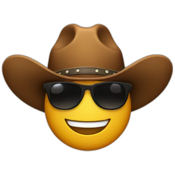 Smiling emoji with a brown cowboy hat with black sunglasses  emoji