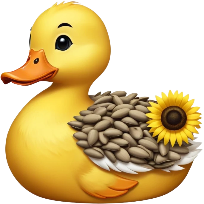 a happy duck with a pile of sunflower seeds emoji