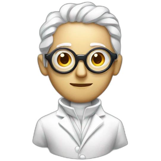 hypnotized man, hypnotic swirl glasses, wearing a white coat emoji