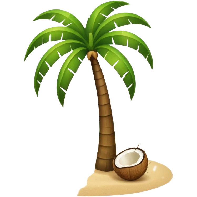 Un cocotier au bord d'une plage avec en arc de cercle écrit bonsoir emoji