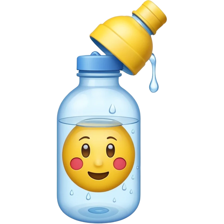 Emoji yellow stuck in a water bottle emoji