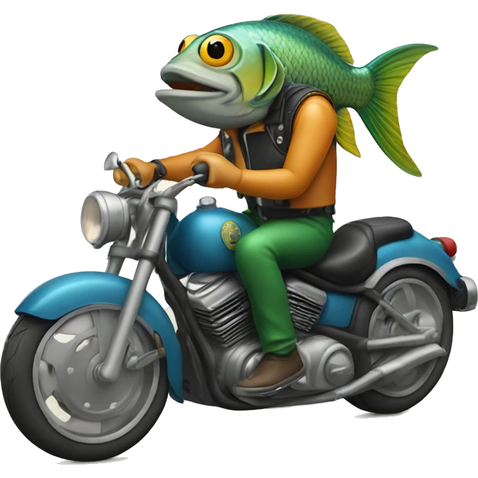 Fish riding a motorcycle smoking a cigarette  emoji