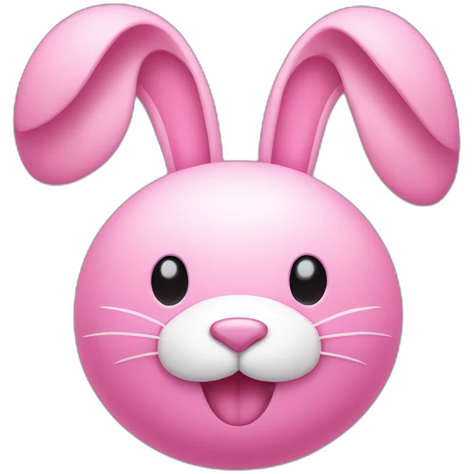 pink bunny with white big moustache and a round pink nose and a big smile emoji
