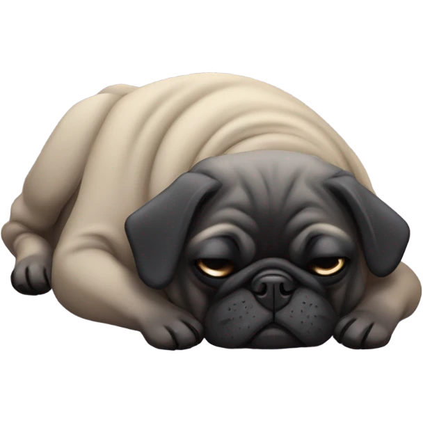 Black pug sleeping emoji