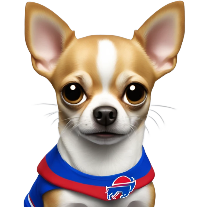 “Let’s Go Buffalo” Chihuahua wearing Buffalo bills jersey  emoji