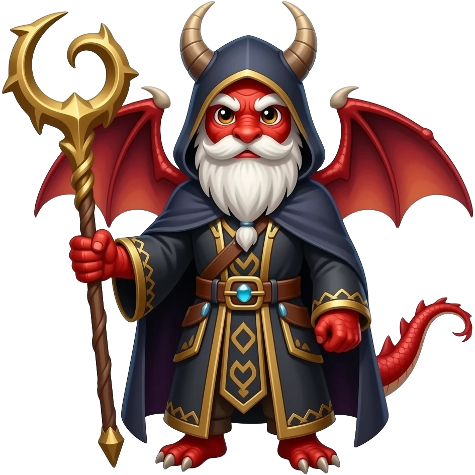 Red dragon sorcerer with quarterstaff emoji