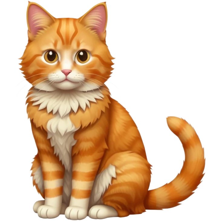 full body orange tabby cat sitting upright emoji