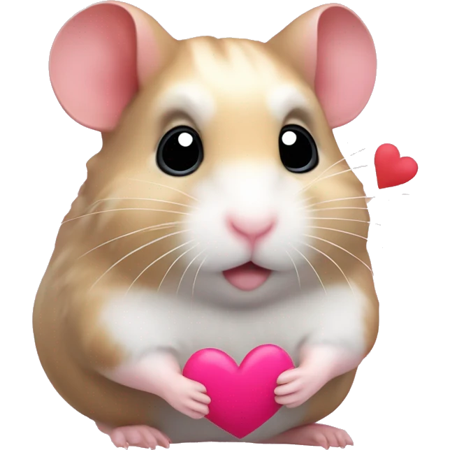 hamster con corazones rosados emoji