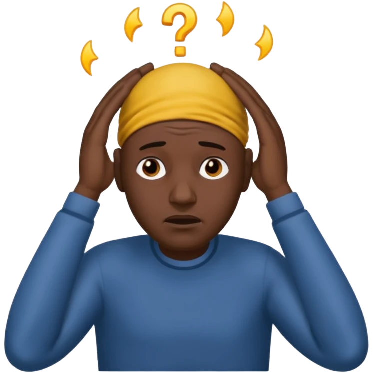 Black bald guy with hands on head in distress  emoji