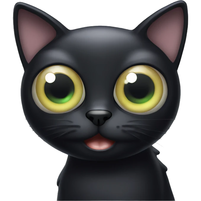 black cat with huge bulbous eyes popping out of its head emoji