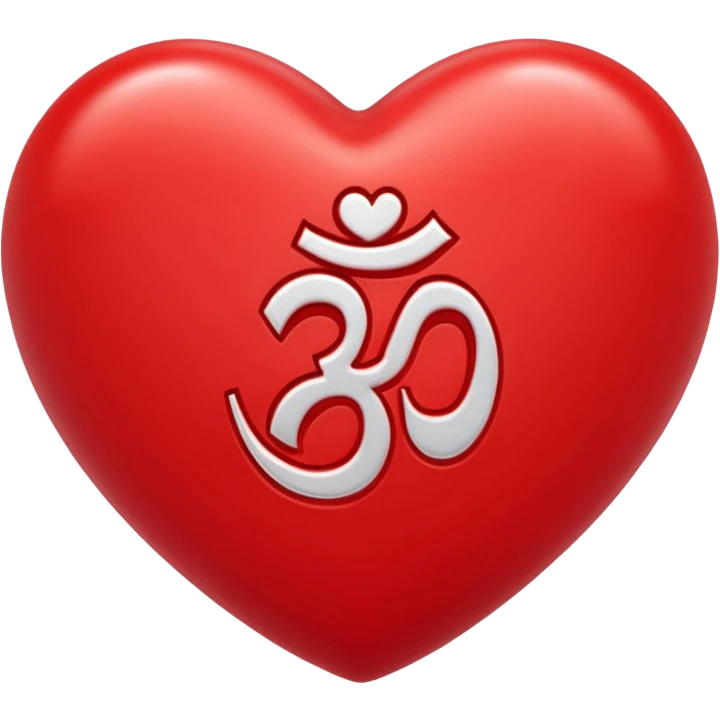 a red heart with a white om sign in the middle emoji