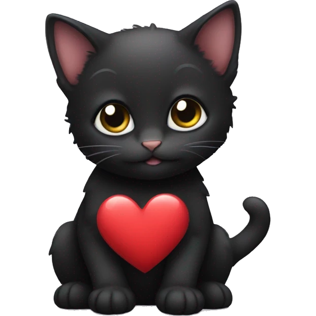 Black kitten with a heart  emoji