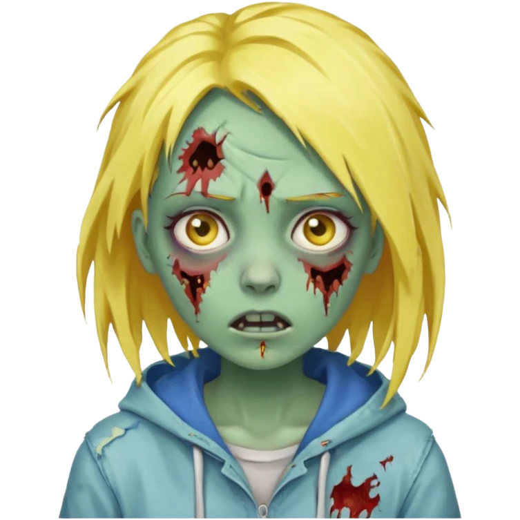 zombie girl yellow hair and blue eyes pixeled light skin emoji