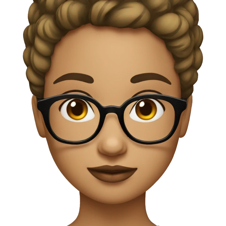 Chica de cabello corto negro con gafas emoji