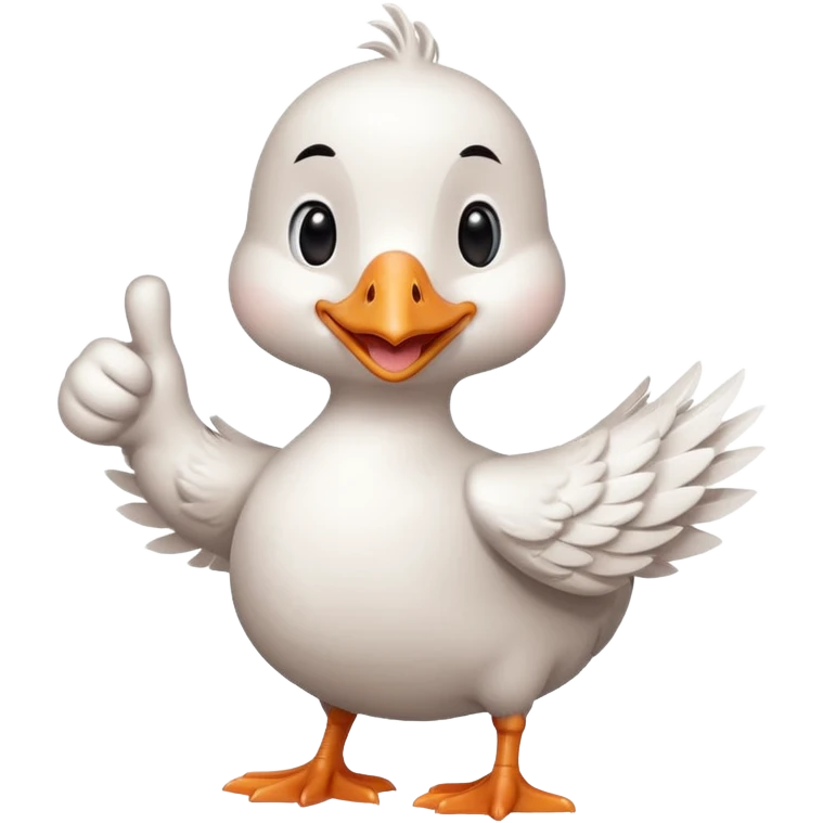 a chibi style adult goose character giving a thumbs up emoji