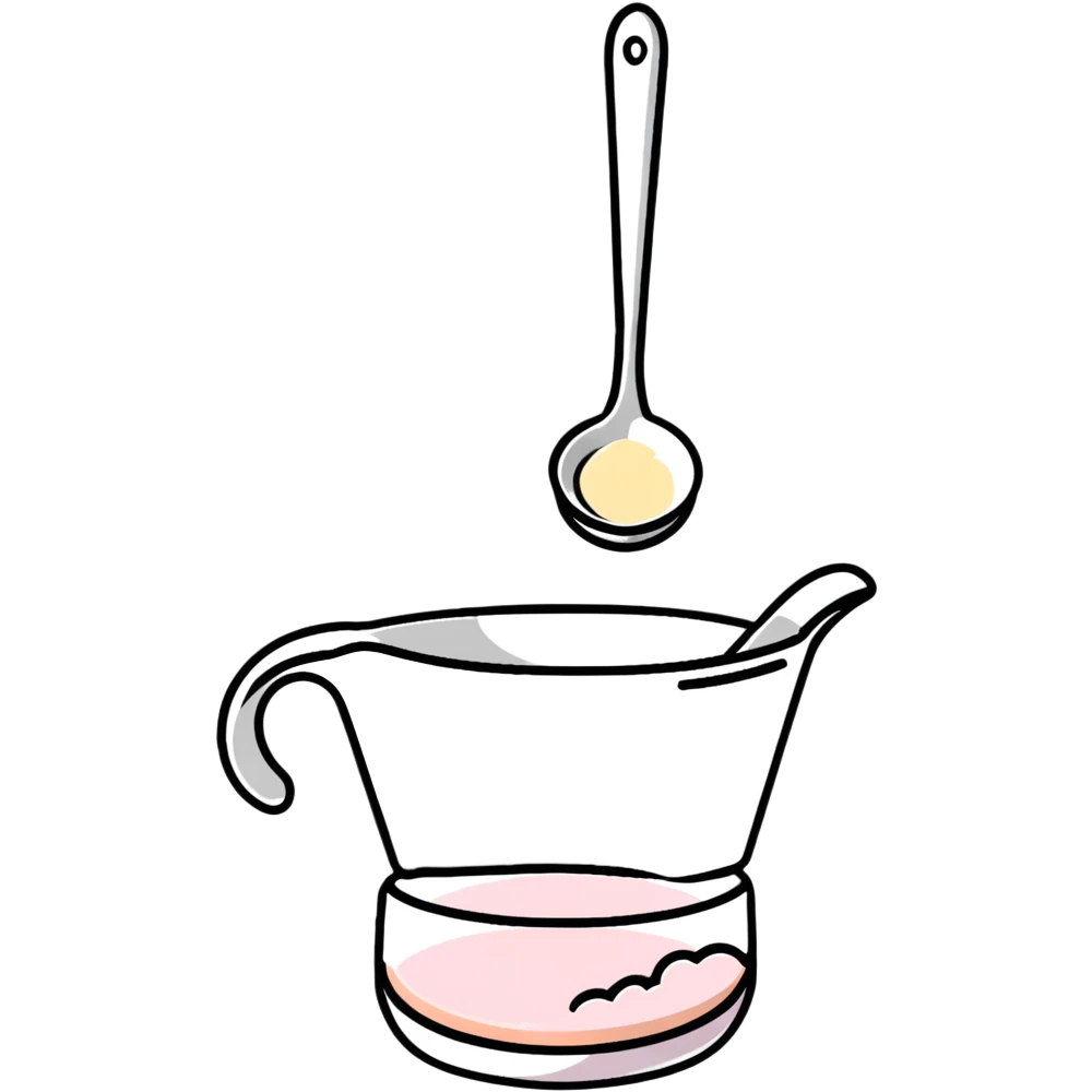 baking powder in measuring spoon with flour dust cloud emoji