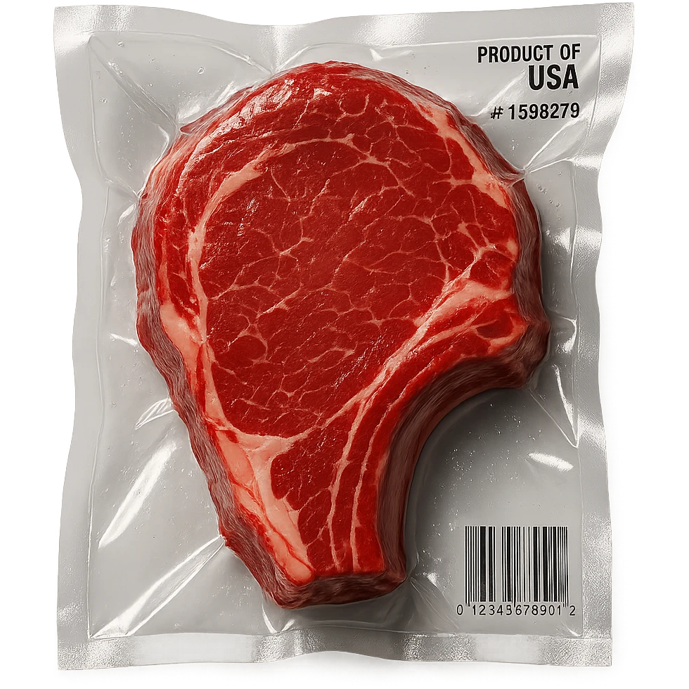 steak, glossy and puffy vacuum-sealed style emoji