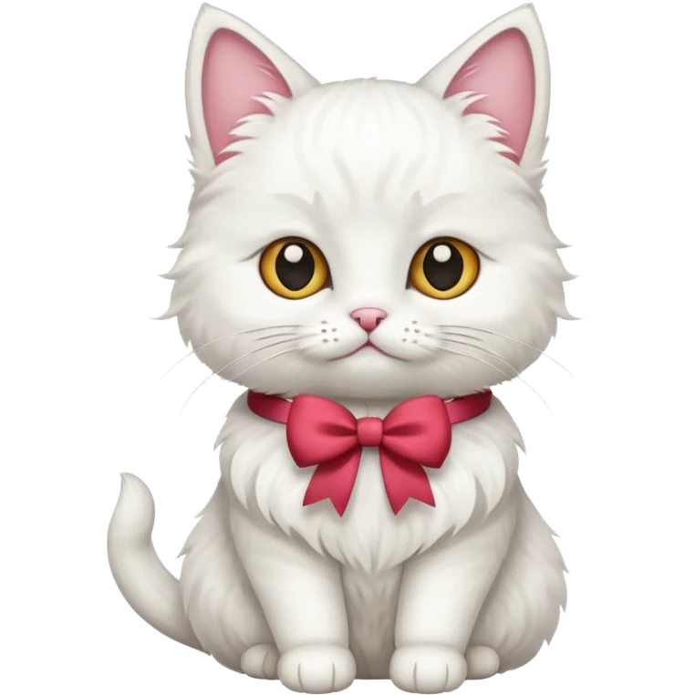 white cat with bow emoji