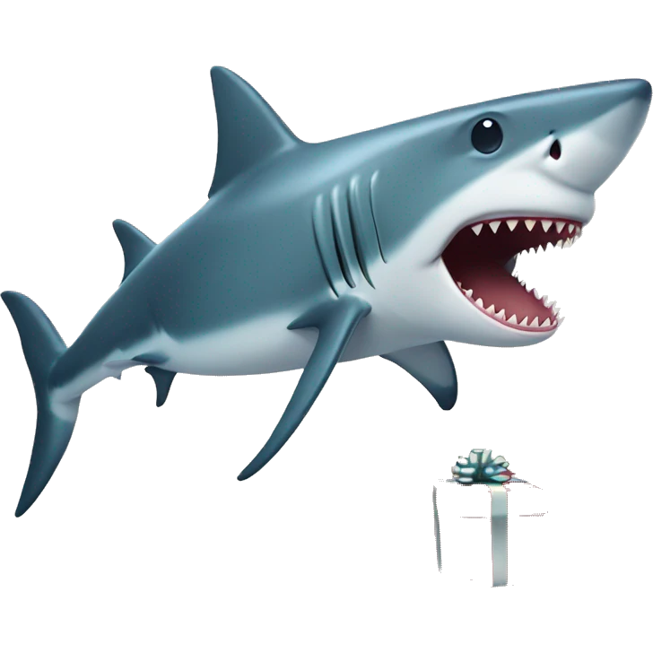 Shark with a Christmas present  emoji
