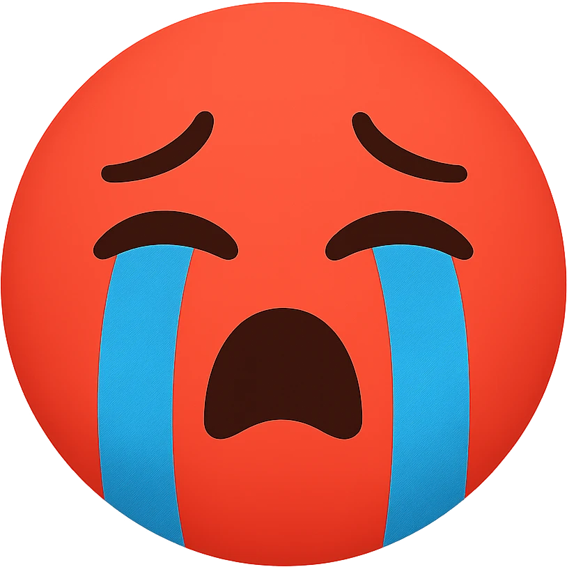 red crying face emoji, no background emoji