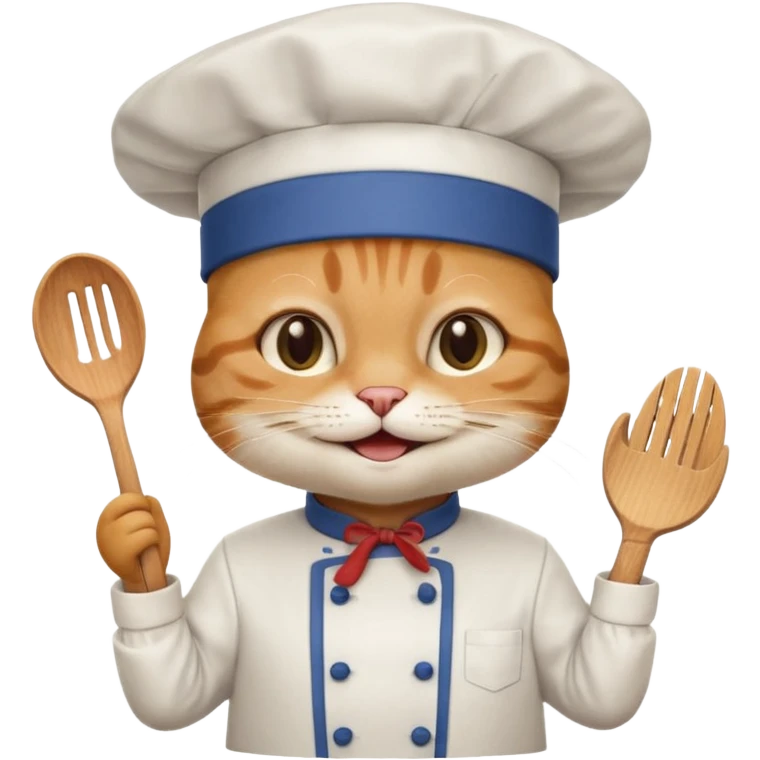 happy chef cat with a chef hat and apron cheerful emoji