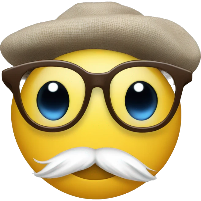 a smiley emoji with glasses and a tiny hat emoji