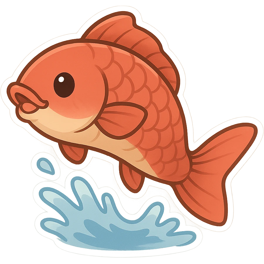 一只跳起的红色鲮鱼 emoji