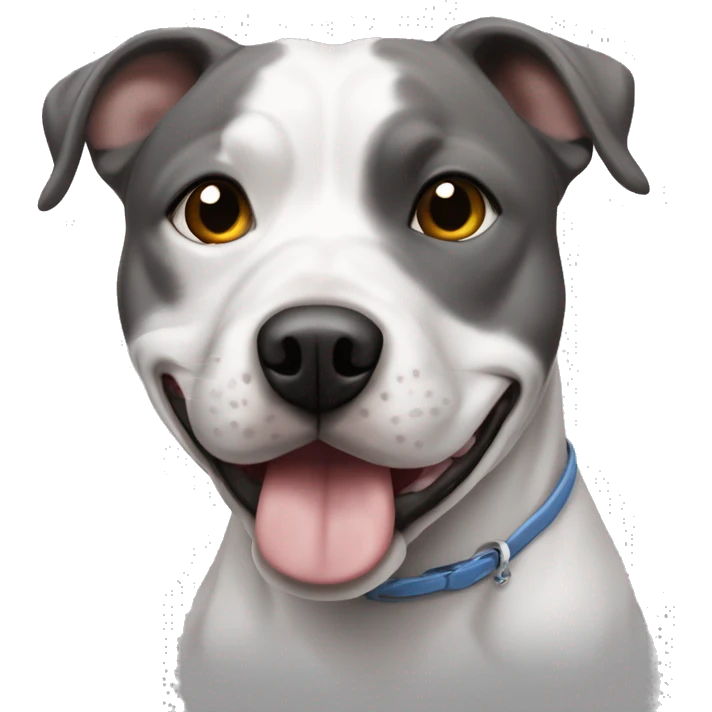 Staffie chien une oreille blanche et l’autre gris  emoji