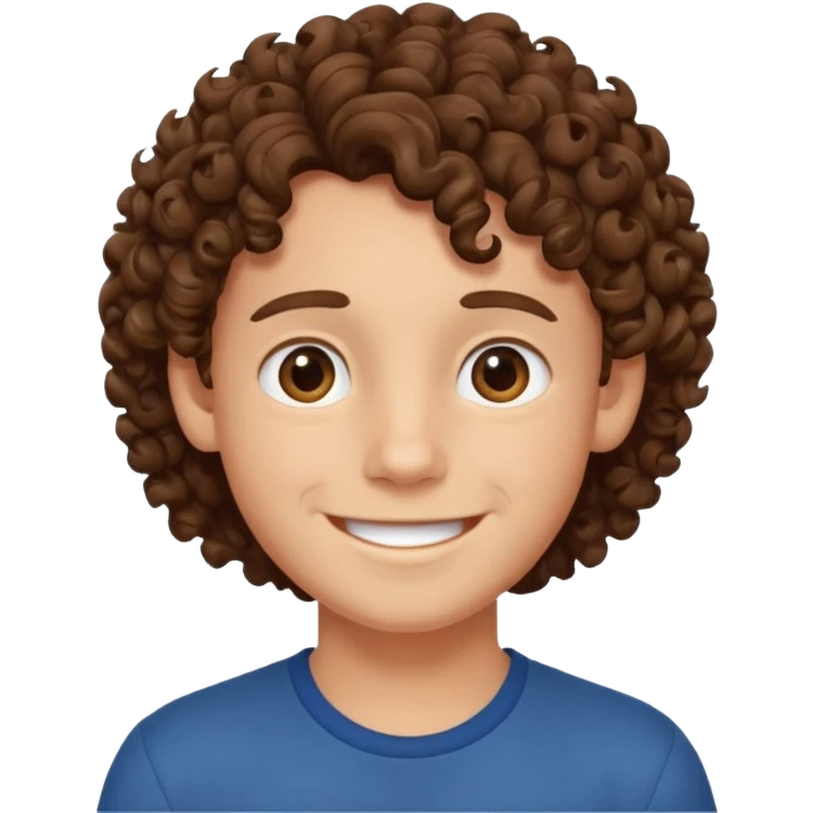 smiling boy with curly brown hair  emoji